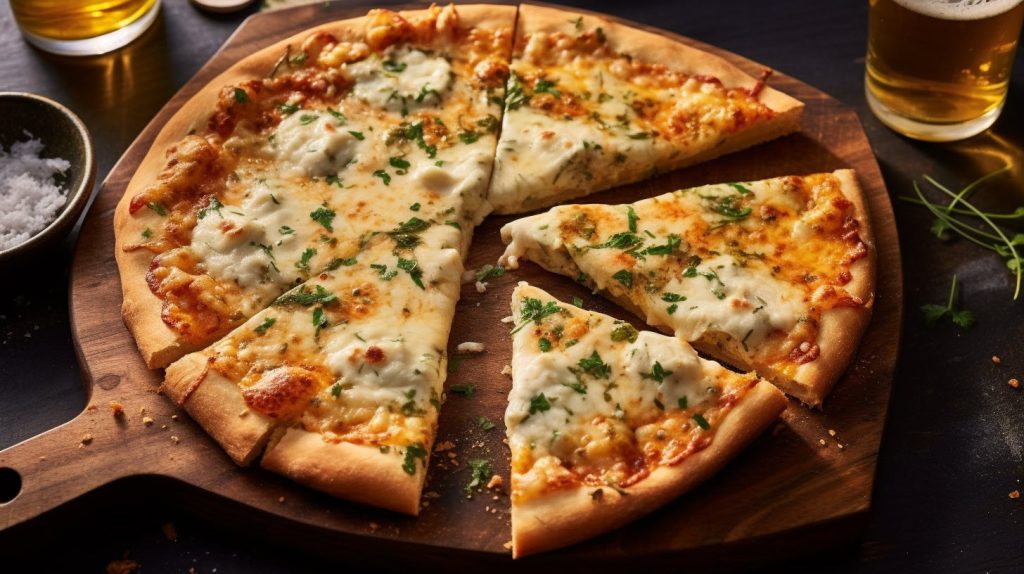 PIZZA À LA SAUCE BLANCHE AUX TROIS FROMAGES