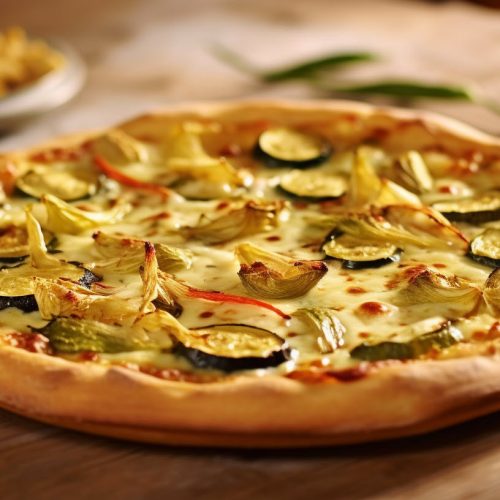 Pizza avec artichauts, courgettes et ricotta au citron