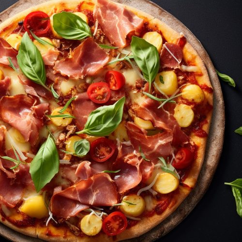 Pizza sans gluten aux pommes de terre et au speck